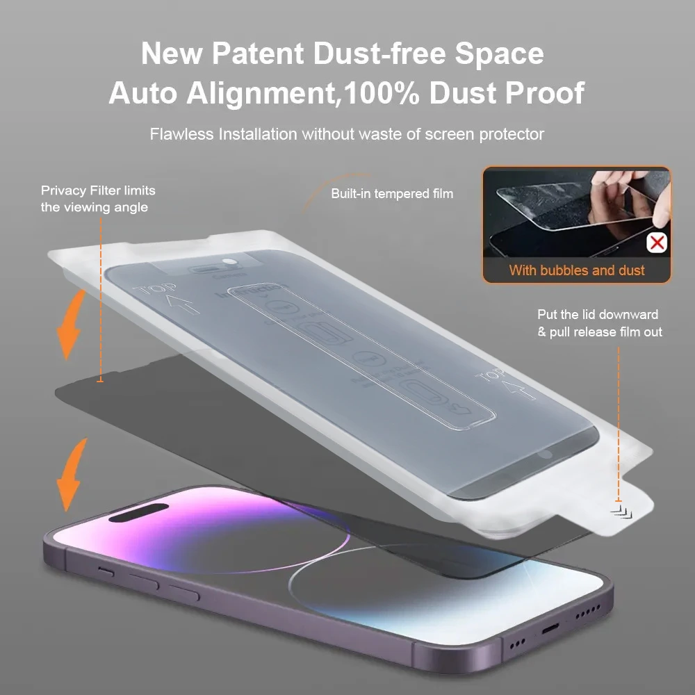 Fusion Accessories Grūdintas stiklas Full Glue Privacy Easy-Stick Box, skirtas iPhone 17 PRO MAX, Juodas