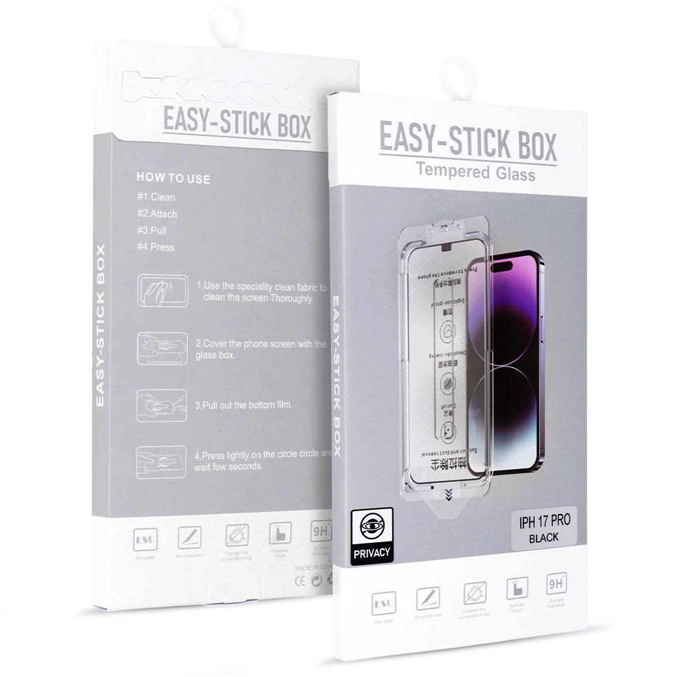 Fusion Accessories Grūdintas stiklas Full Glue Privacy Easy-Stick Box, skirtas iPhone 17 PRO MAX, Juodas
