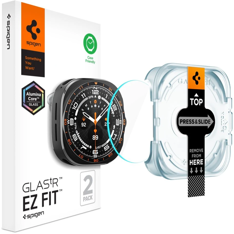 GRŪDINTAS STIKLAS Spigen GLAS.TR EZ-FIT AC 2-PACK Samsung Galaxy WATCH ULTRA 2 2026 (47 MM) SKAIDRUS