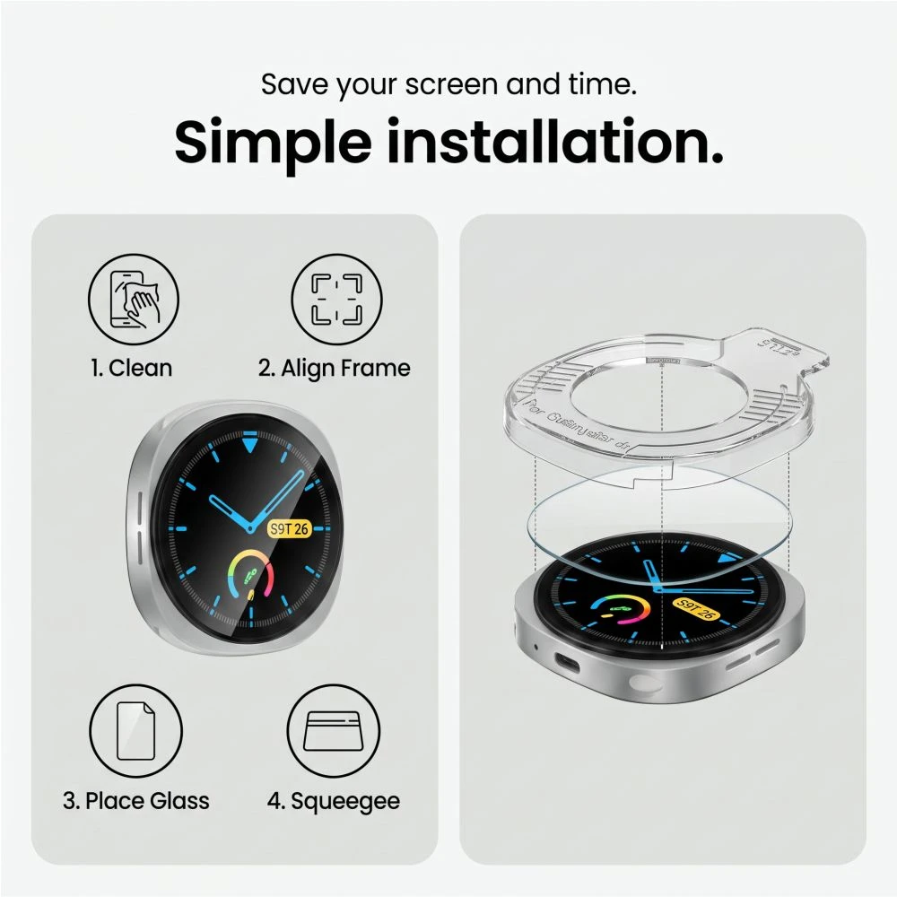 GRŪDINTAS STIKLAS Tech-Protect EASY SET+ 2-PACK SAMSUNG Samsung Galaxy WATCH 8 / 9 (40 MM) SKAIDRUS