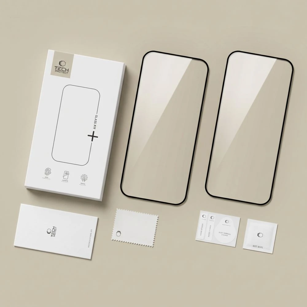 GRŪDINTAS STIKLAS Tech-Protect GLASS FIT+ 2-PACK XIAOMI REDMI 17 4G / 5G Juodas