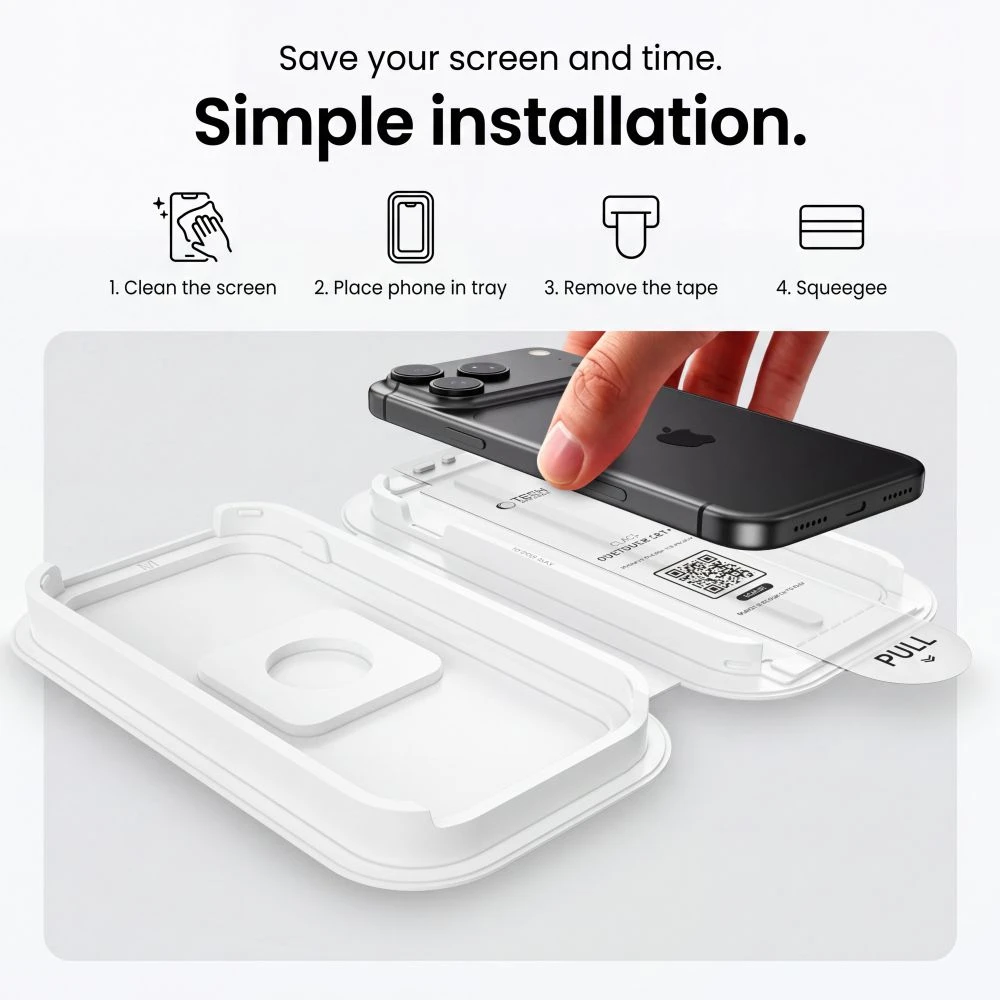 GRŪDINTAS STIKLAS Tech-Protect ONETOUCH SET+ 2-PACK iPhone 17 PRO / 18 PRO CLEAR