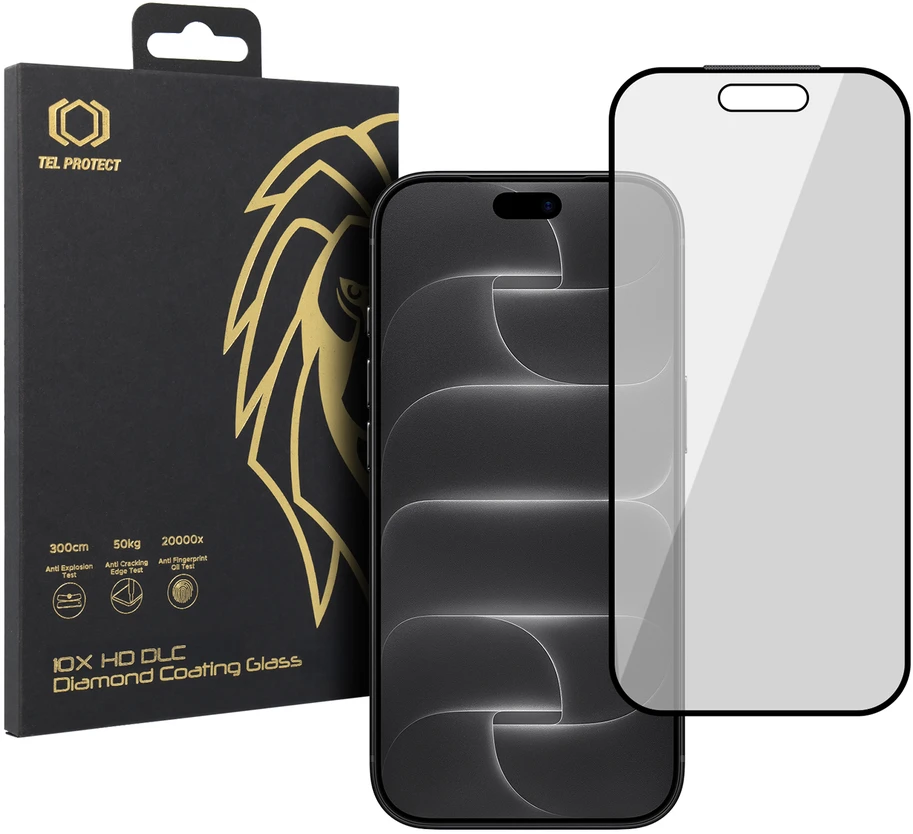 Grūdintas stiklas Tel Protect 10X Privacy DLC Diamond Coating, skirtas Iphone 18 Pro Max