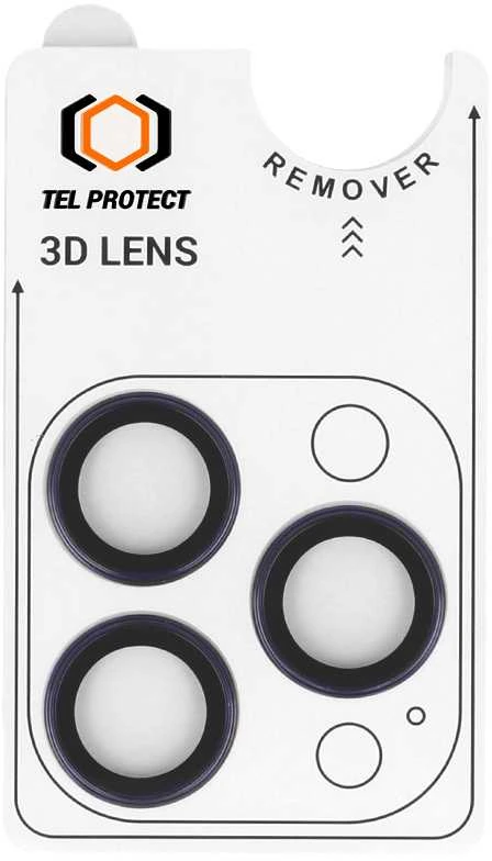 Grūdintas stiklas Tel Protect 3D Lens skirtas Apple iPhone 14 Pro/14 Pro Max violetinė (objektyvui 3 vnt)