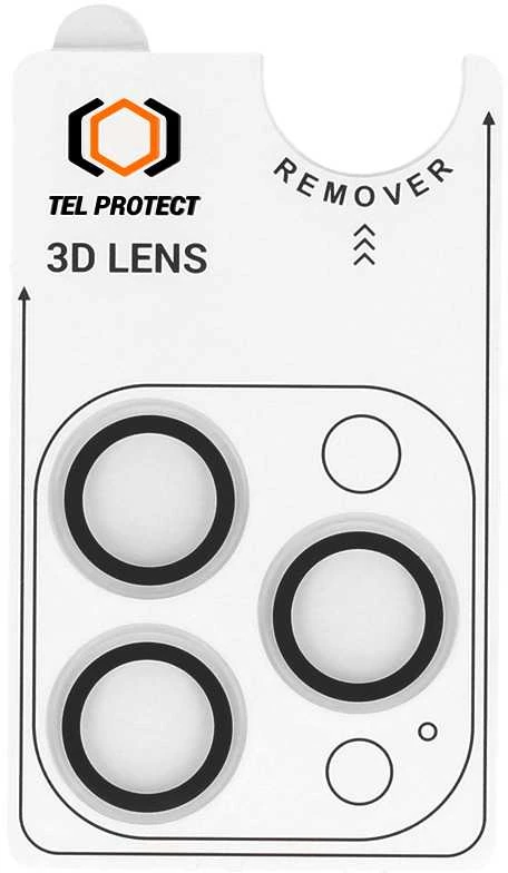 Grūdintas stiklas Tel Protect 3D Lens skirtas Apple iPhone 14 Pro/14 Pro Max skaidrus (objektyvui 3 vnt)