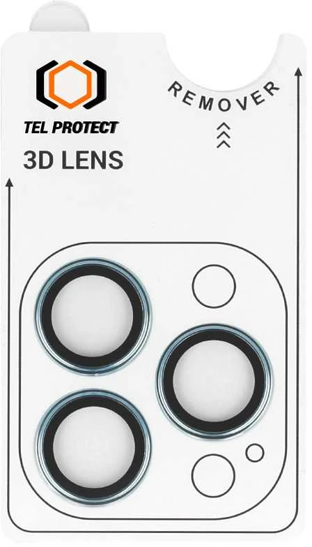 Grūdintas stiklas Tel Protect 3D Lens skirtas Apple iPhone 13 Pro/13 Pro Max mėlynas (objektyvui 3 vnt)
