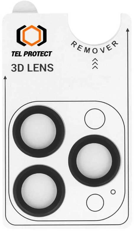 Grūdintas stiklas Tel Protect 3D Lens skirtas Apple iPhone 13 Pro/13 Pro Max juodas (objektyvui 3 vnt)