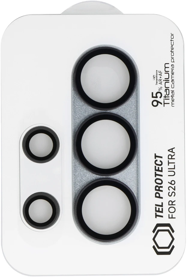 Grūdintas stiklas Tel Protect 95% AR+AF Full Metal Camera Protector į aparat skirtas Samsung Galaxy S26 Ultra žydra (island)