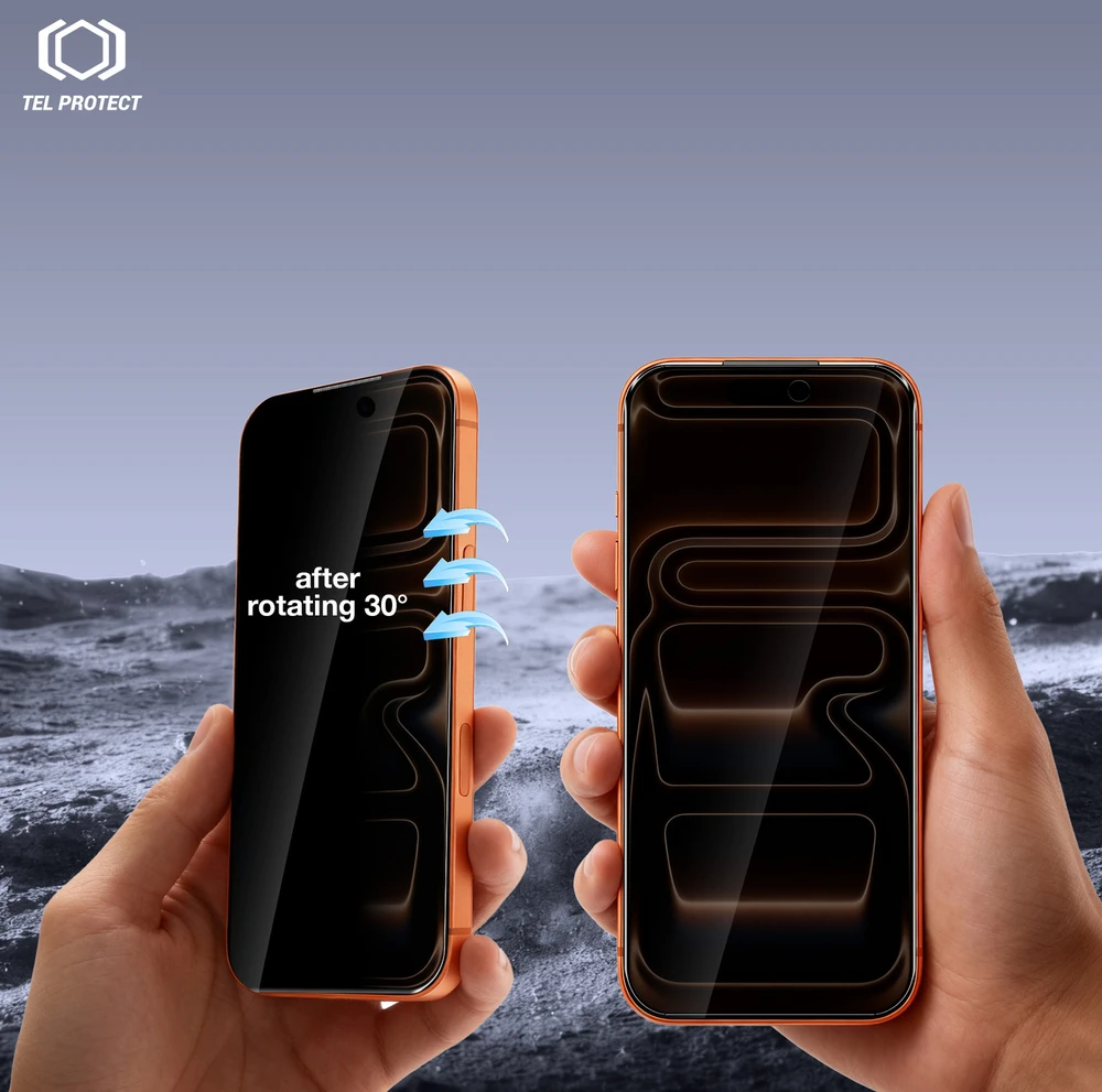 Grūdintas stiklas Tel Protect Dust-Free Easy Fit Privacy Titan skirtas Apple iPhone 17 Pro Max juodas
