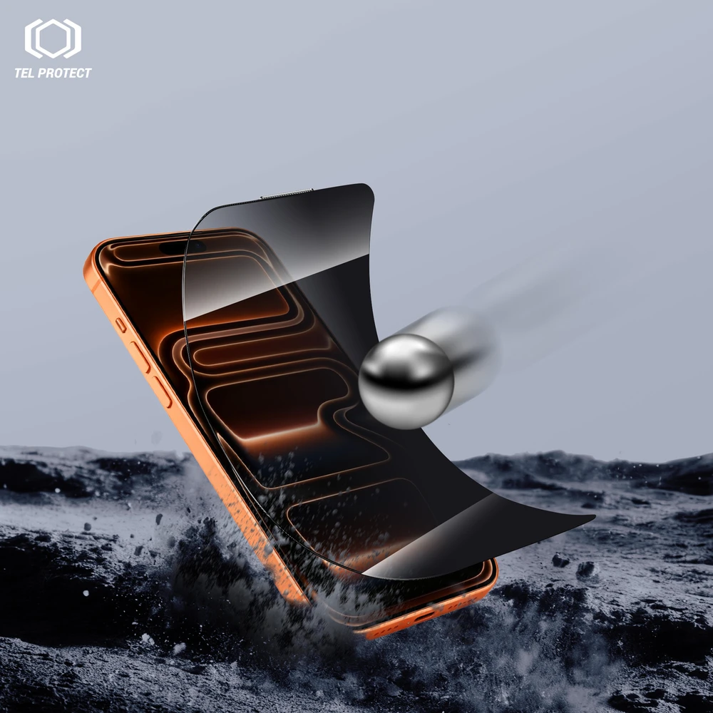 Grūdintas stiklas Tel Protect Dust-Free Easy Fit Privacy Titan skirtas Apple iPhone 17 Pro Max juodas