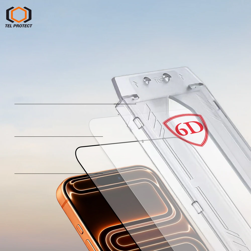 Grūdintas stiklas Tel Protect Dust-Free Easy Fit Full Glue 6D skirtas Apple iPhone 14 juodas