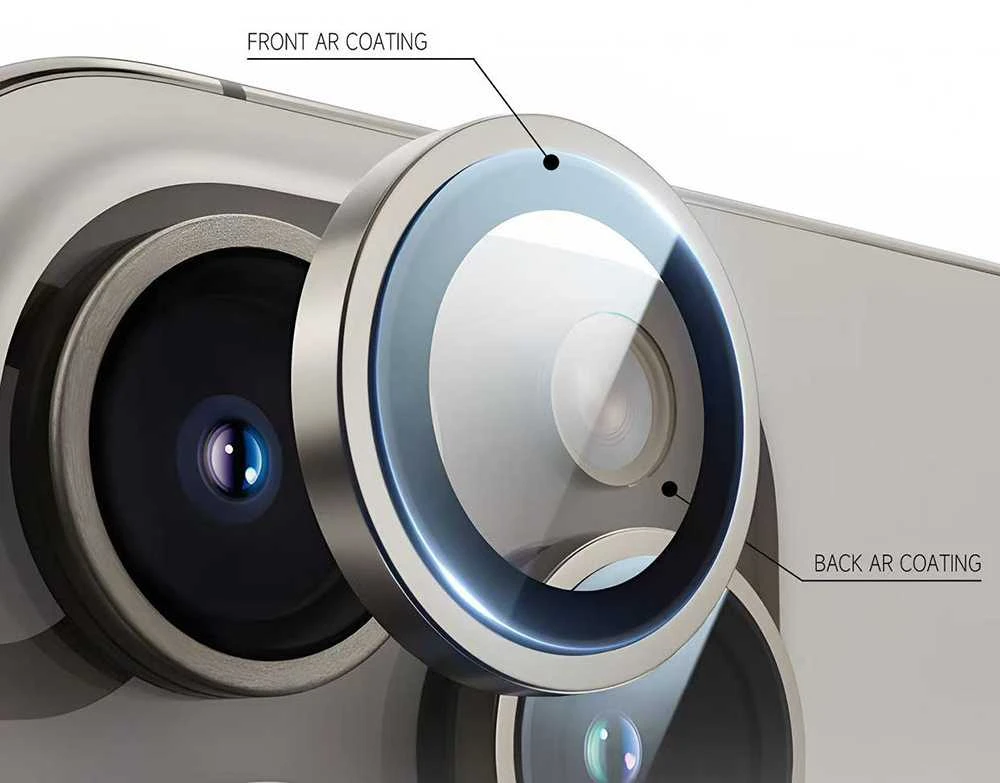 Grūdintas stiklas Tel Protect Titanium Lens 99% AR skirtas Apple iPhone 16 Pro/16 Pro Max titan (objektyvui 3 vnt)