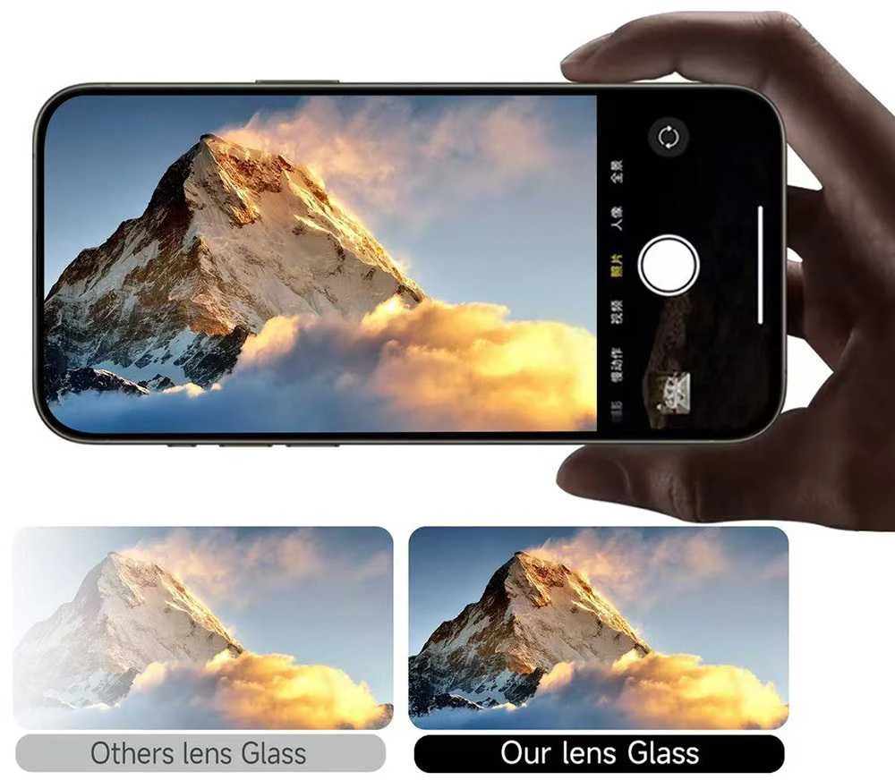 Grūdintas stiklas Tel Protect Titanium Lens 99% AR skirtas Apple iPhone 15 Pro/15 Pro Max juodas (objektyvui 3 vnt)