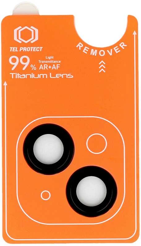 Grūdintas stiklas Tel Protect Titanium Lens 99% AR skirtas Apple iPhone 14/14 Plus juodas (objektyvui 2 vnt)