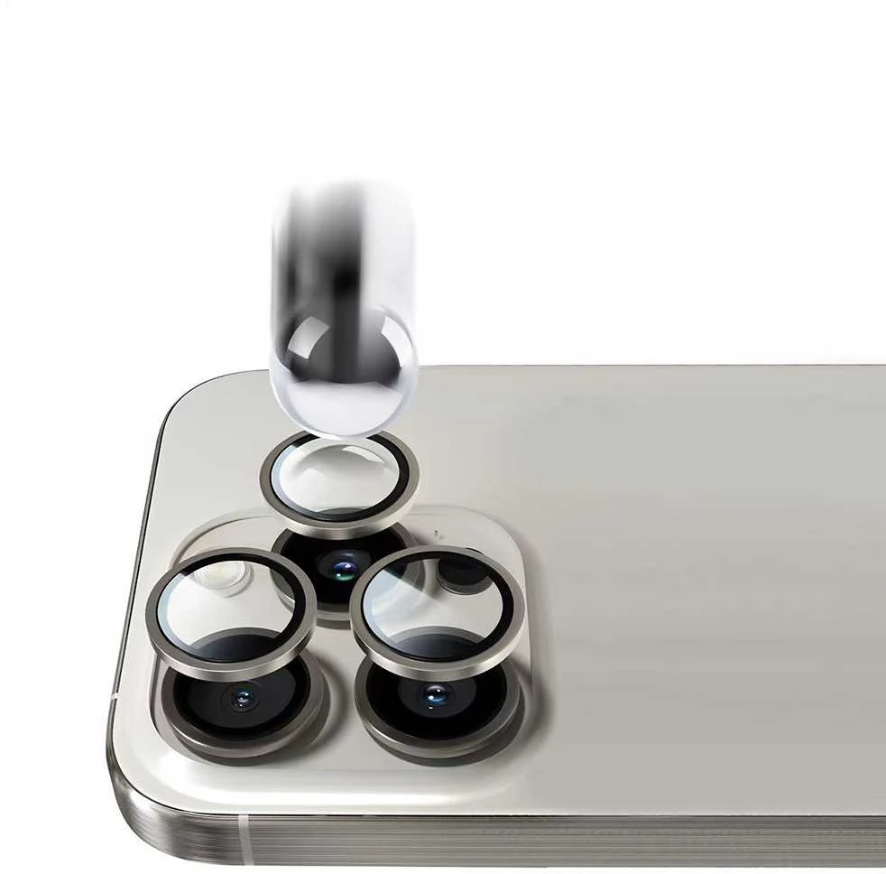 Grūdintas stiklas Tel Protect Titanium Lens 99% AR skirtas Apple iPhone 16 Pro/16 Pro Max titan (objektyvui 3 vnt)