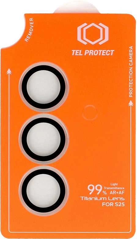Grūdintas stiklas Tel Protect Titanium Lens 99% AR skirtas Samsung Galaxy S23 skaidrus (objektyvui 3 vnt)