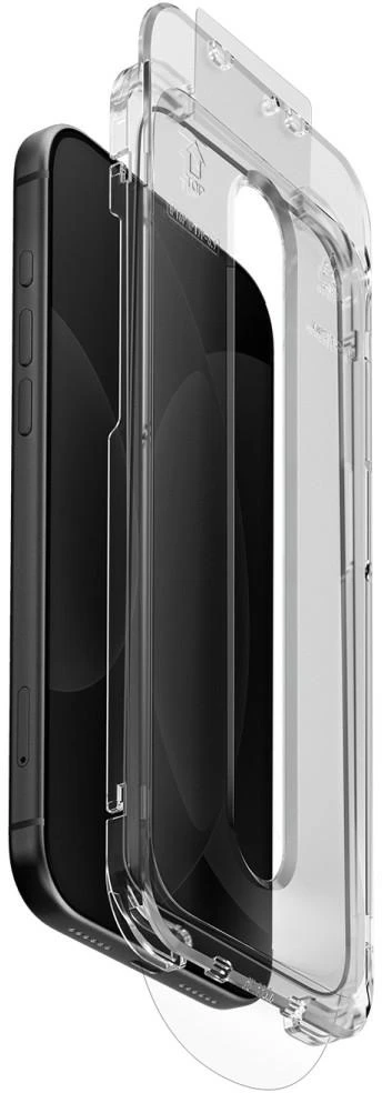 Grūdintas stiklas UNIQ Optix SwiftFit Vivid DX2, skirtas iPhone 18 Pro su aplikatoriumi