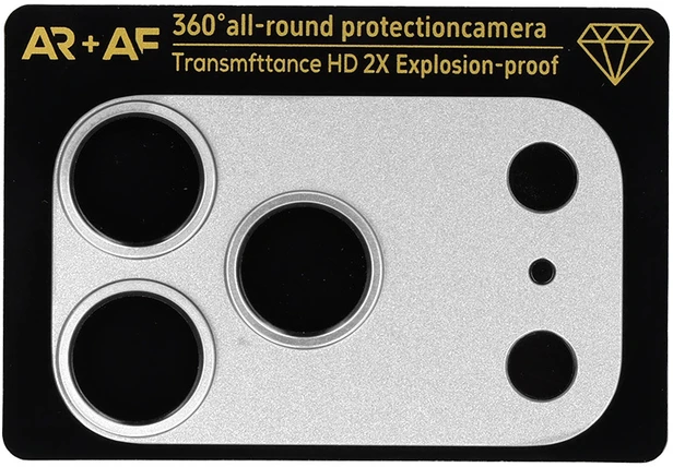 Fusion Accessories Grūdinto stiklo „Aluminum Metal Camera Full Cover Lens“ apsauga kamerai, skirta „iPhone 18 Pro“, sidabrinė (salelė + tinklelis)