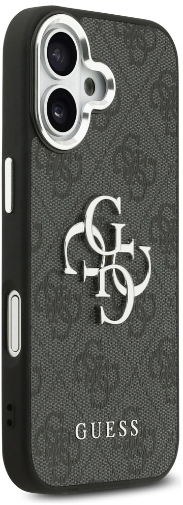 GUESS case for IPHONE 17 GUHCP17SP4G4SMCK (4G PU Odinis dėklas with Big 4G and Classic Logo and Sidabrinis Metal Camera Frame) juodas
