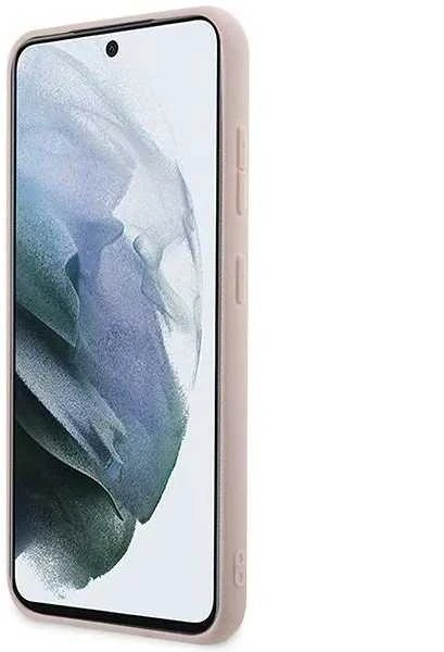 Guess PU 4G Metal Logo dėklas skirtas Samsung Galaxy S24 rožinės spalvos