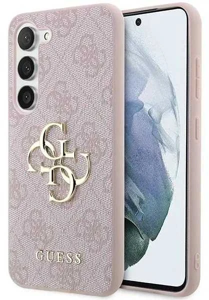 Guess PU 4G Metal Logo dėklas skirtas Samsung Galaxy S24 rožinės spalvos