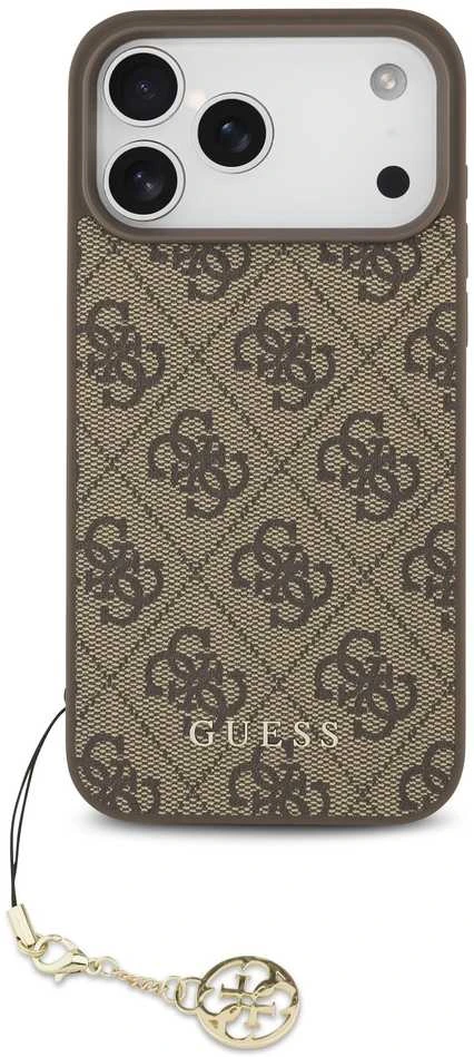 Guess 4G Charm dėklas skirtas Apple iPhone 17 Pro Max Tone on Tone rudos spalvos