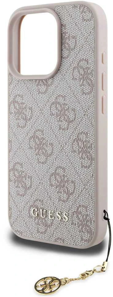 Guess 4G Charm dėklas skirtas Apple iPhone 16 Pro Tone on Tone Rožinė