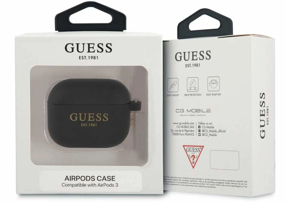GUESS GUA3LSC4EK AIRPODS 3 COVER CZANY/Juodas CHARM 4G COLLECTION