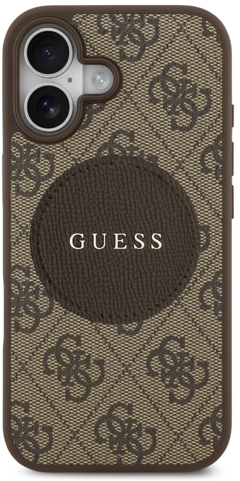 Dėklas Guess 4G Circle Classic Logo MagSafe Apple iPhone 17 rudos spalvos