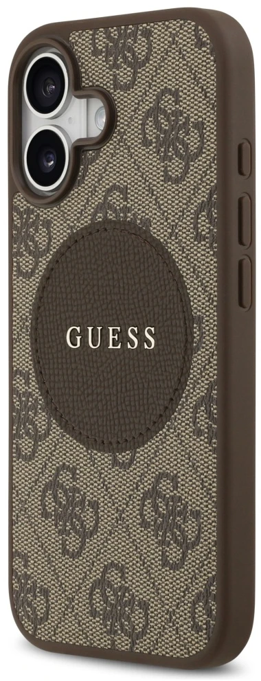 Dėklas Guess 4G Circle Classic Logo MagSafe Apple iPhone 17 rudos spalvos