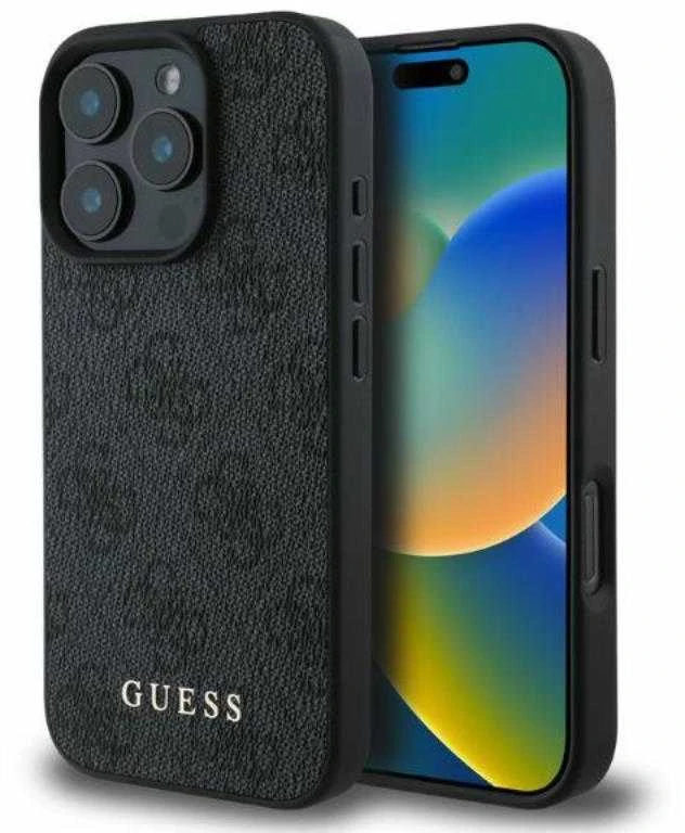 Guess GUHCP16XG4GFGR Apple iPhone 16 Pro Max 6.9″ juodos spalvos kietas dėklas 4G Classic