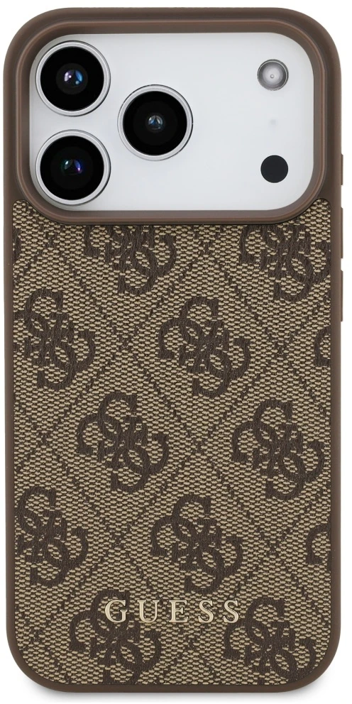 Guess 4G Classic Dėklas Apple iPhone 17 Pro rudos spalvos