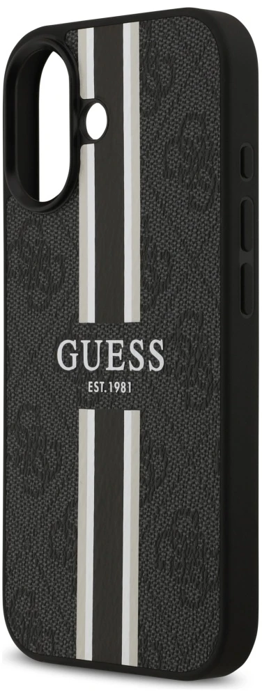 „Guess 4G“ dryžuotas „MagSafe“ dėklas, skirtas „iPhone 17“ - juodas