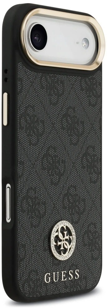 Guess 4G Strass Logo & Big Strap Metal Mygtukai MagSafe dėklas skirtas Apple iPhone Air juodos spalvos
