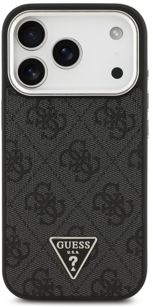 Dėklas Guess 4G Triangle Logo MagSafe Apple iPhone 17 Pro juodos spalvos sidabrinis