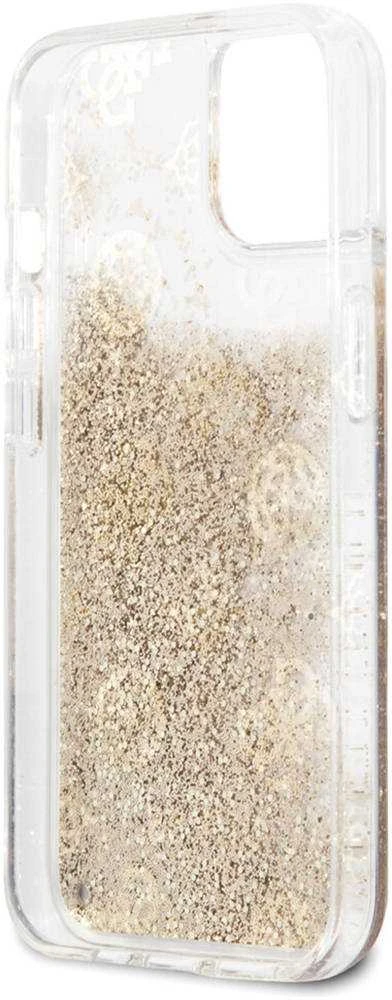 Guess GUHCP13SLGPEGO Apple iPhone 13 mini 5,4″ auksinis kietas dėklas Peony Liquid Glitter