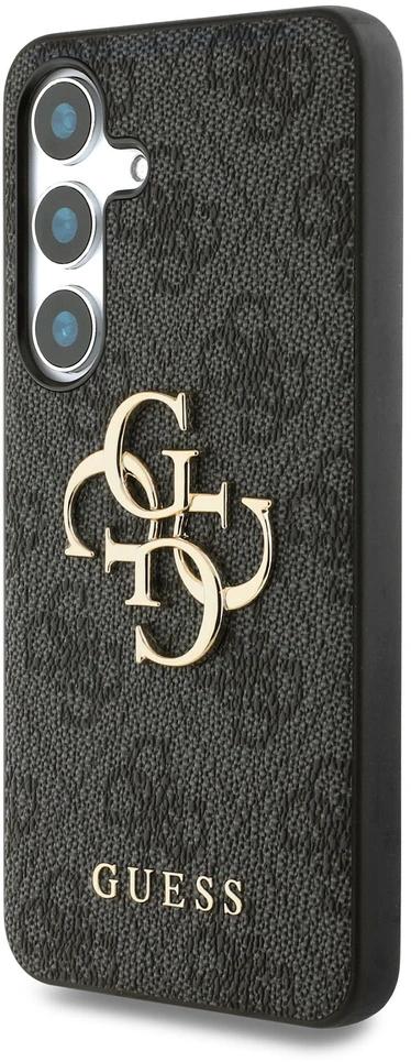 Guess PU 4G Metal Logo dėklas skirtas Samsung Galaxy S25 pilkos spalvos