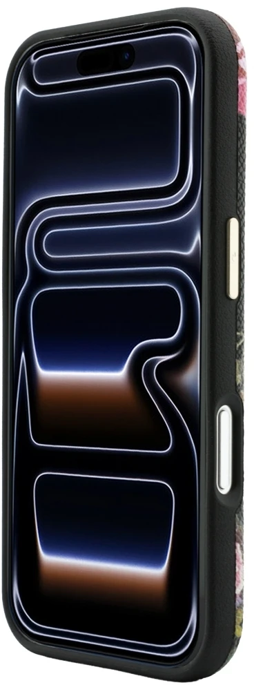 Guess Blossom Roses raštuotas MagSafe dėklas, skirtas iPhone 18 Pro / 17 Pro, juodas