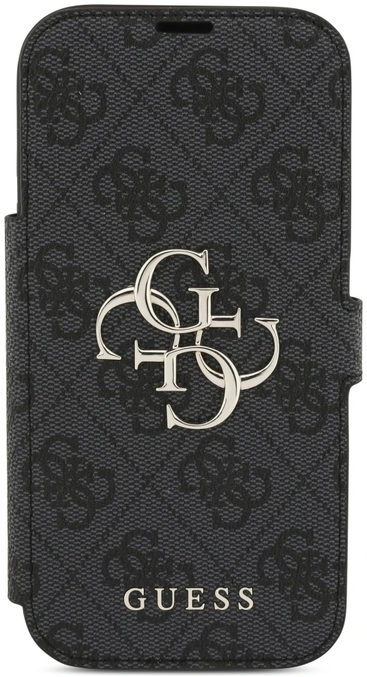 Guess Book 4G Metal Logo Dėklas Apple iPhone 17 Pro juodos spalvos