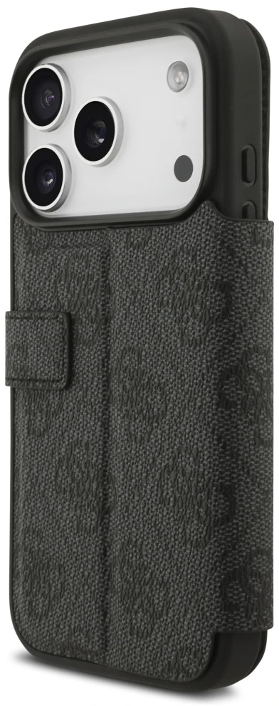 Guess Book 4G Metal Logo Dėklas Apple iPhone 17 Pro juodos spalvos