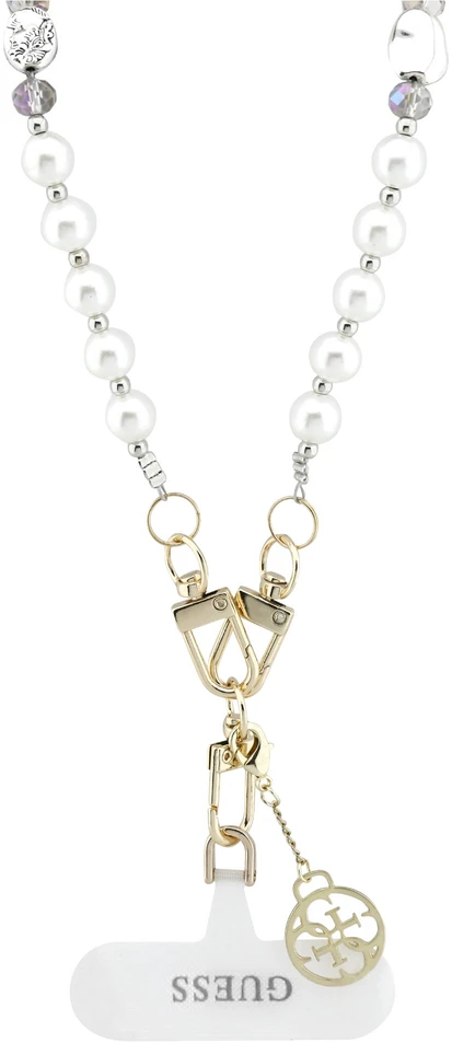 Guess rankinė per petį su Pear and 4G Charm Balta