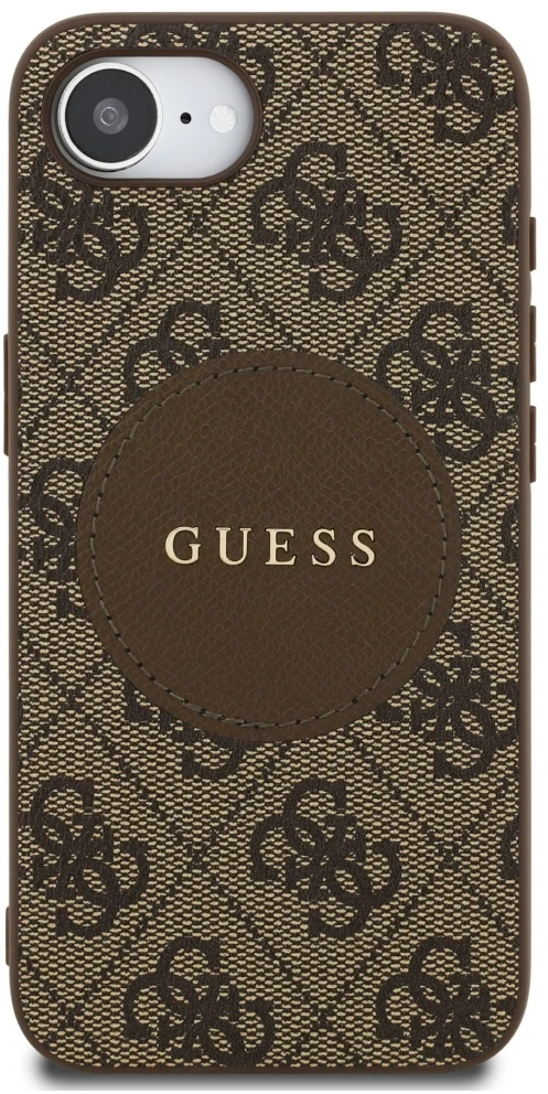 „Guess 4G Circle Classic Logo MagSafe“ dėklas, skirtas iPhone 16e - ruda