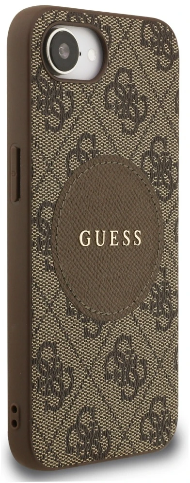 „Guess 4G Circle Classic Logo MagSafe“ dėklas, skirtas iPhone 16e - ruda