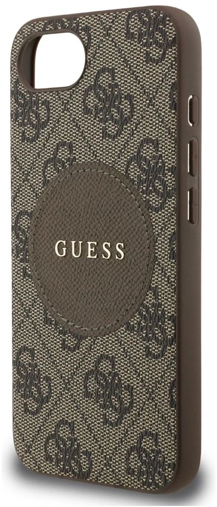 „Guess 4G Circle Classic Logo MagSafe“ dėklas, skirtas iPhone 16e - ruda