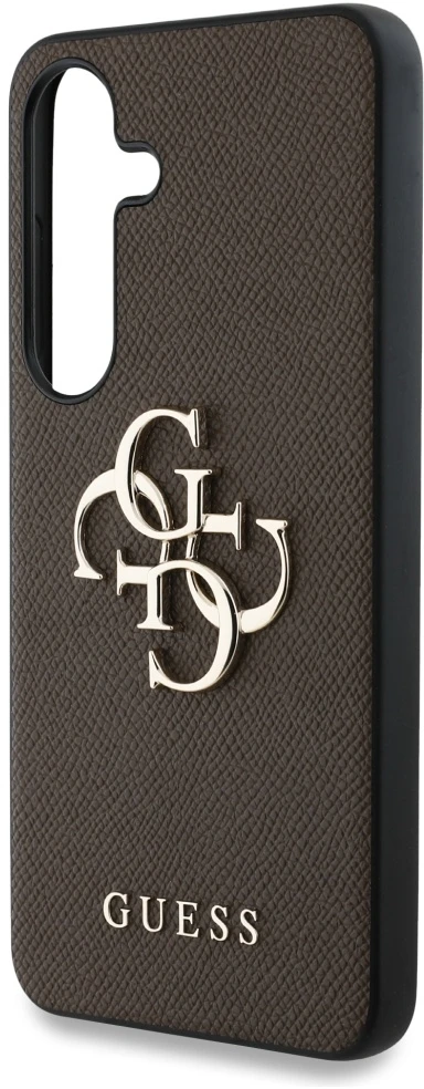 Dėklas Guess Grained Big 4G Logo Small Classic Logo to Samsung Galaxy S25 Plus rudos spalvos