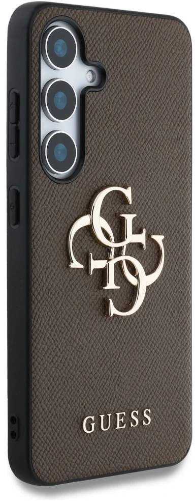 Dėklas Guess Grained Big 4G Logo Small Classic Logo to Samsung Galaxy S25 Plus rudos spalvos