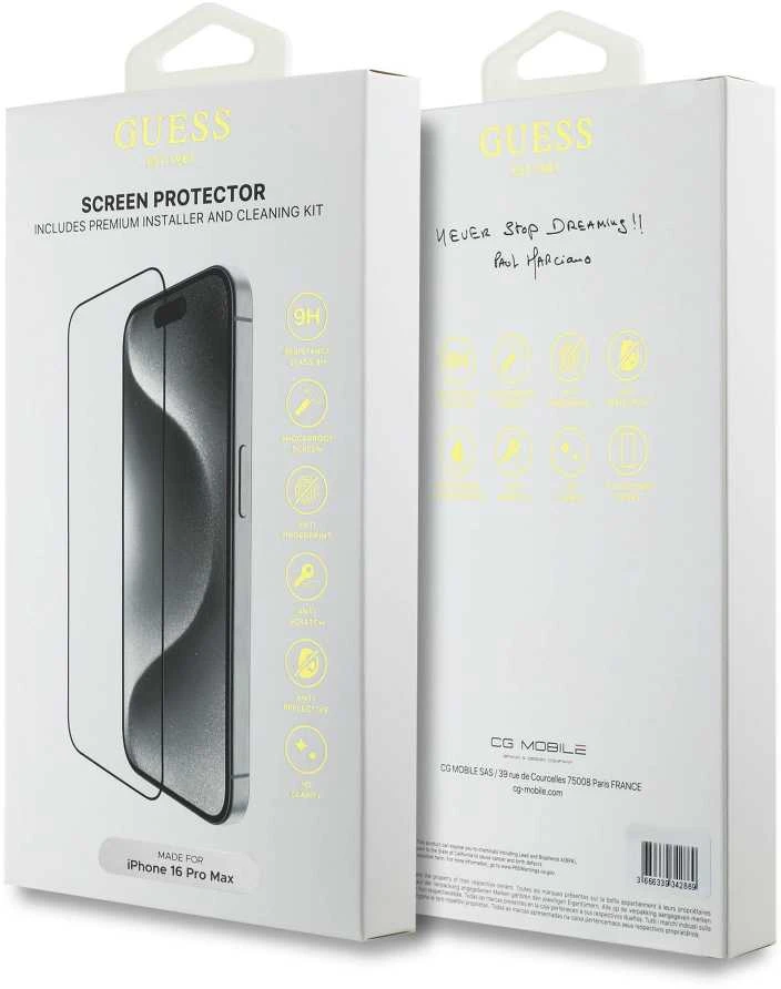 Guess ekrano apsauga 2.5D Apple iPhone 16 Pro Max Juodas