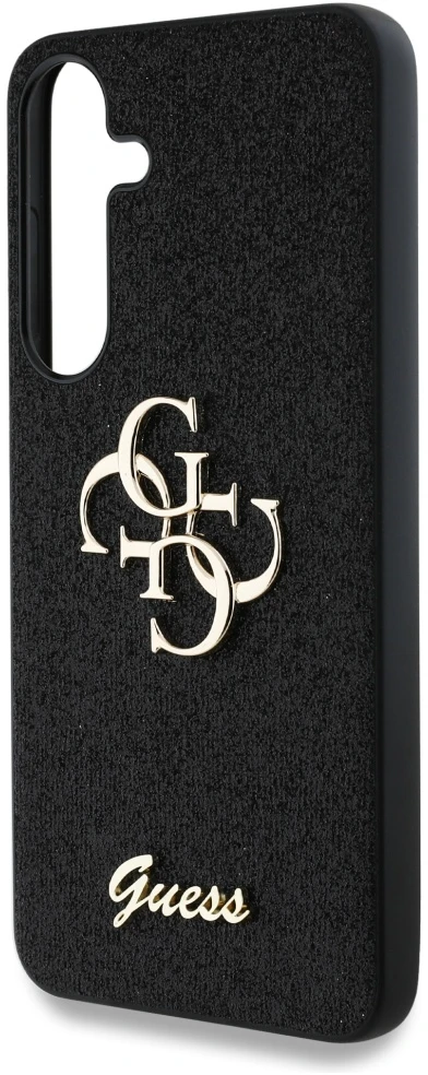 Dėklas Guess Fixed Glitter Big 4G Metal Logo to Samsung Galaxy S25+ juodos spalvos
