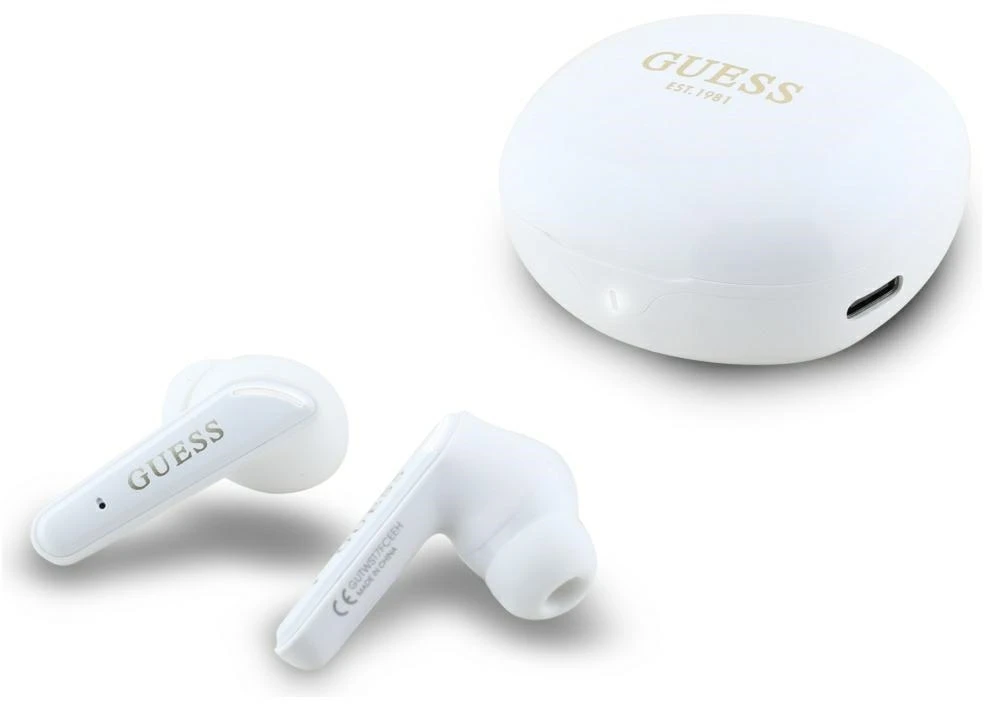 Ausinės TWS Guess Flat Classic Logo Electroplated baltas