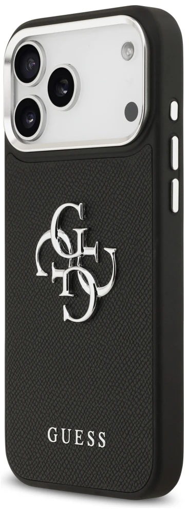 Dėklas Guess Grained Big 4G Classic Logo iPhone 17 Pro Max juodos spalvos